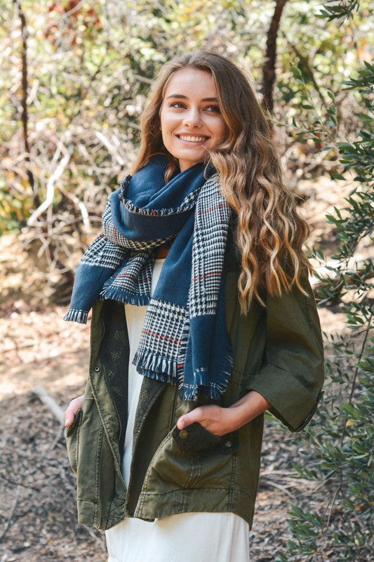 TARTAN PLAID SCARF - NAVY