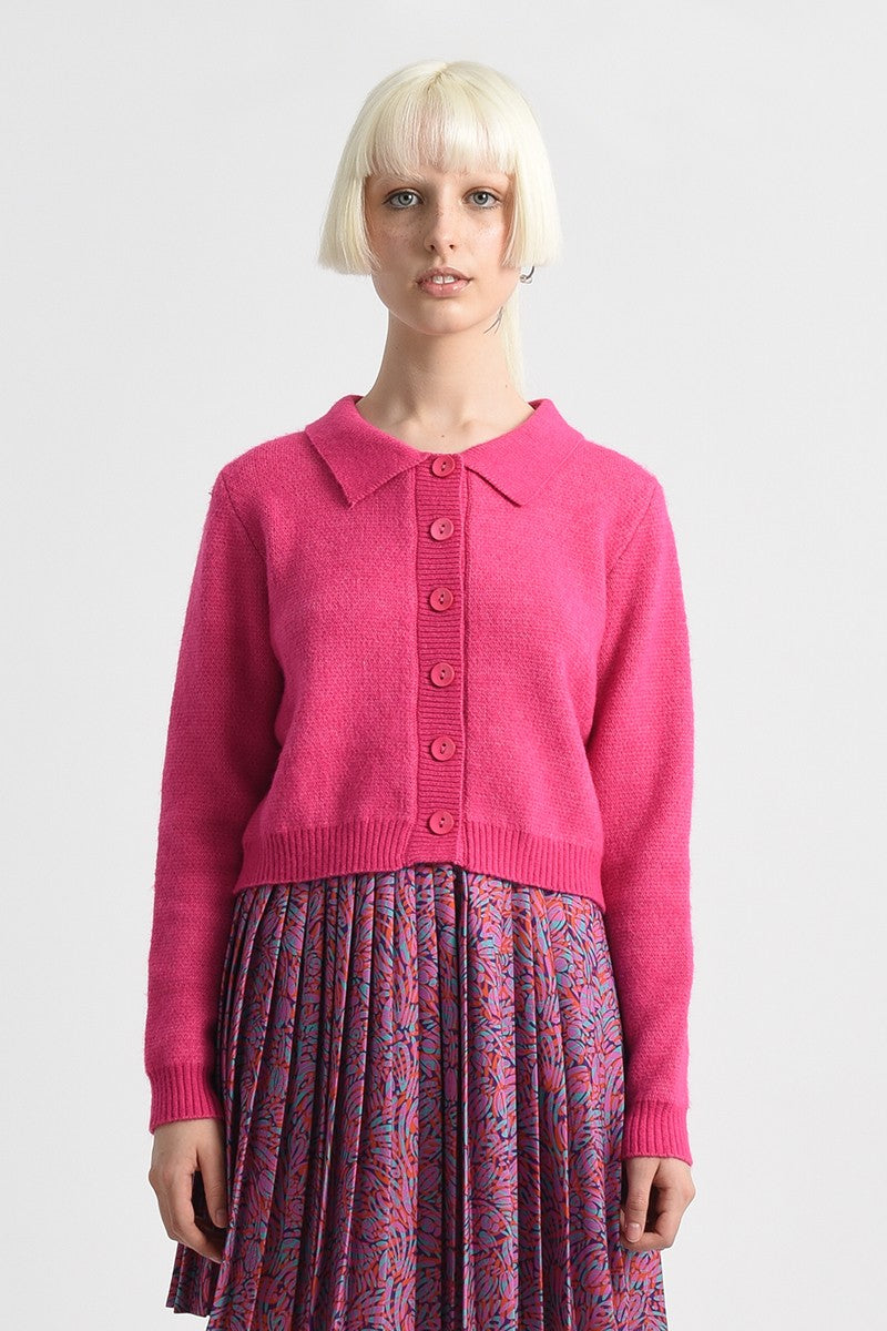 CROPPED CARDIGAN - FUCHSIA