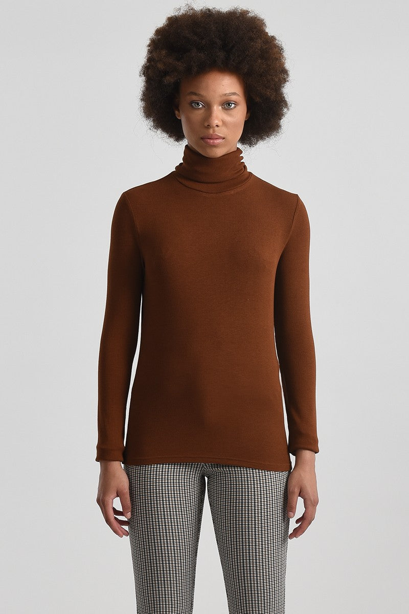 KNITTED TURTLENECK SWEATER - CAMEL