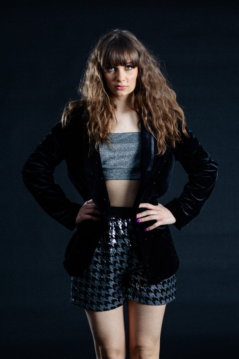 KNITTED VELVET BLAZER