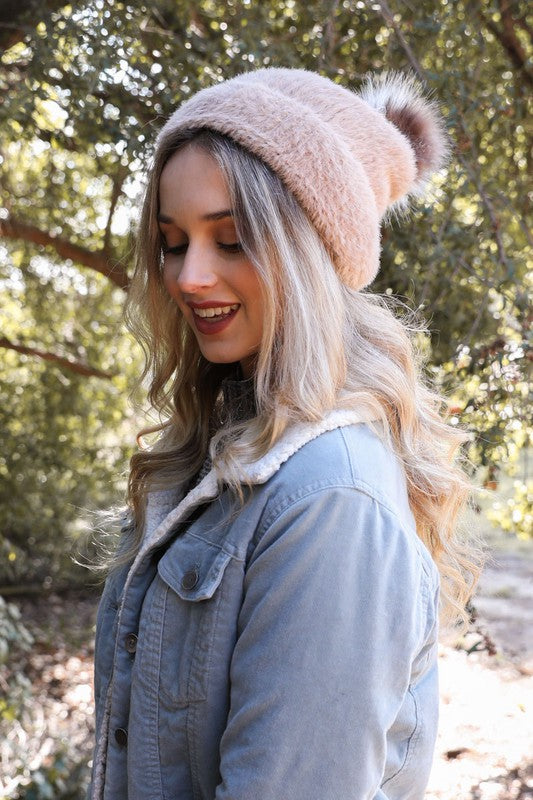 MOHAIR BEANIE - ROSE