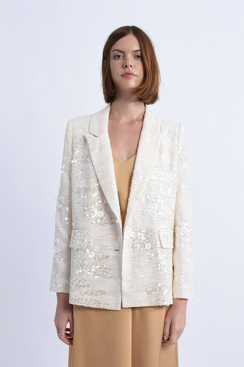 VIVIAN SEQUIN BLAZER - ECRU
