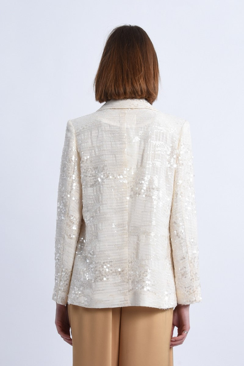 VIVIAN SEQUIN BLAZER - ECRU