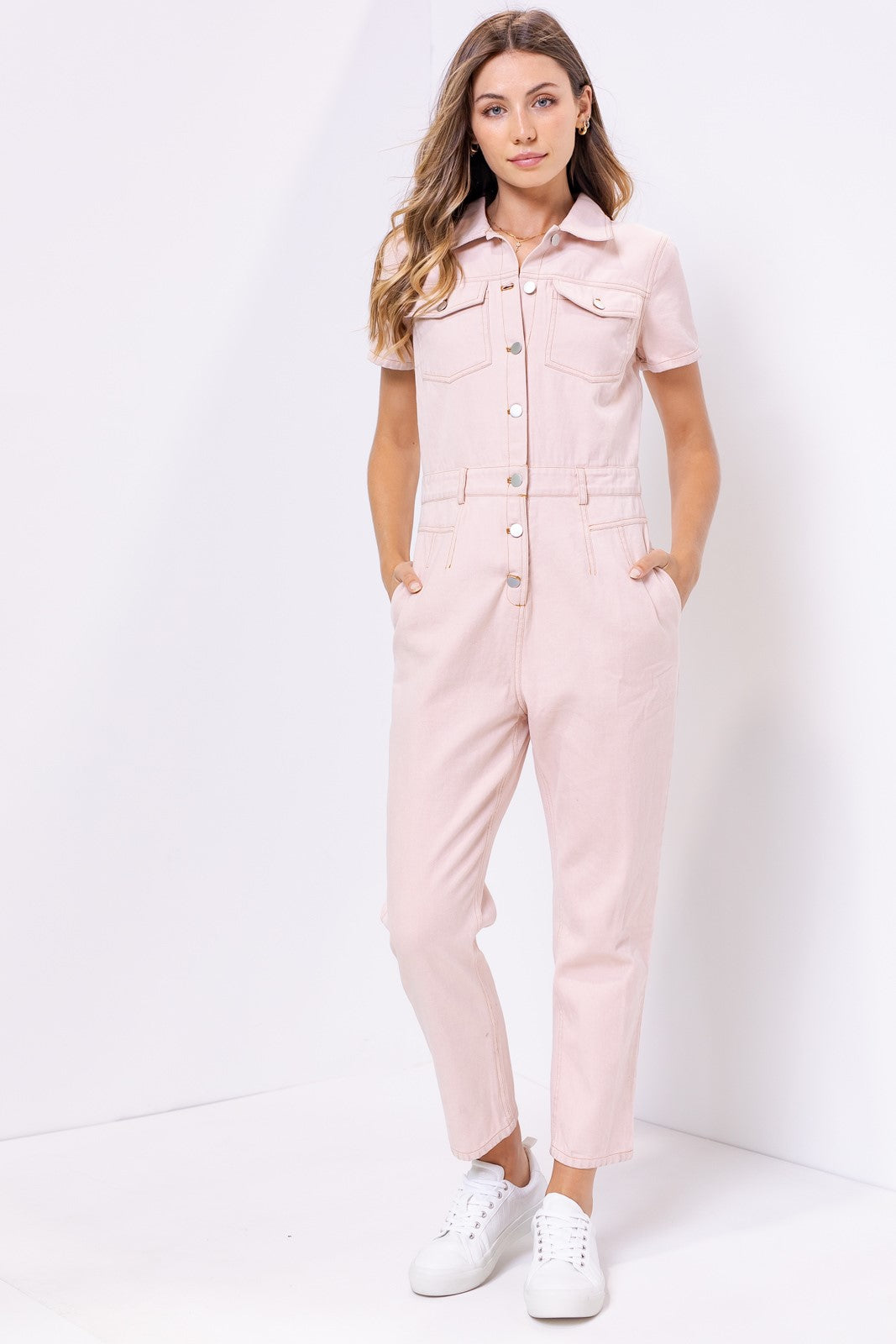 PINK DENIM JUMPSUIT
