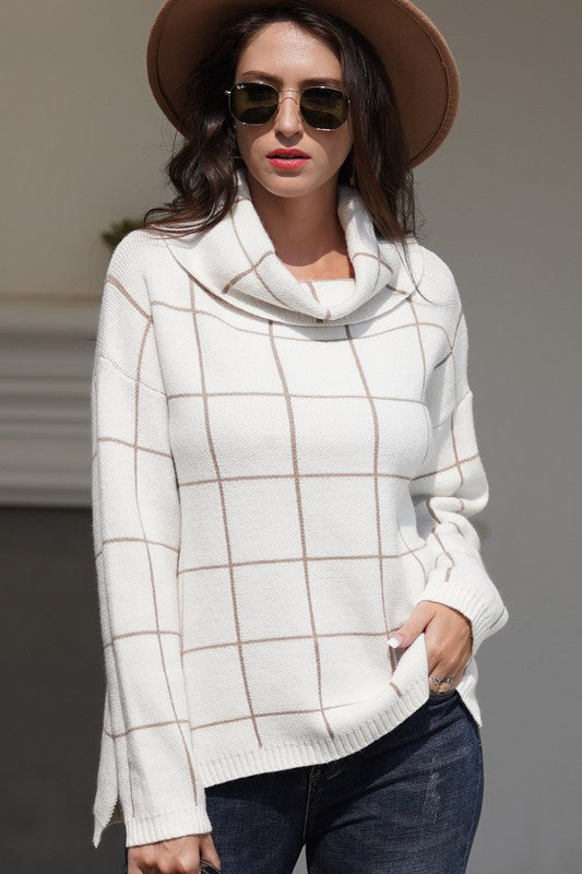 PLAID SWEATER - IVORY