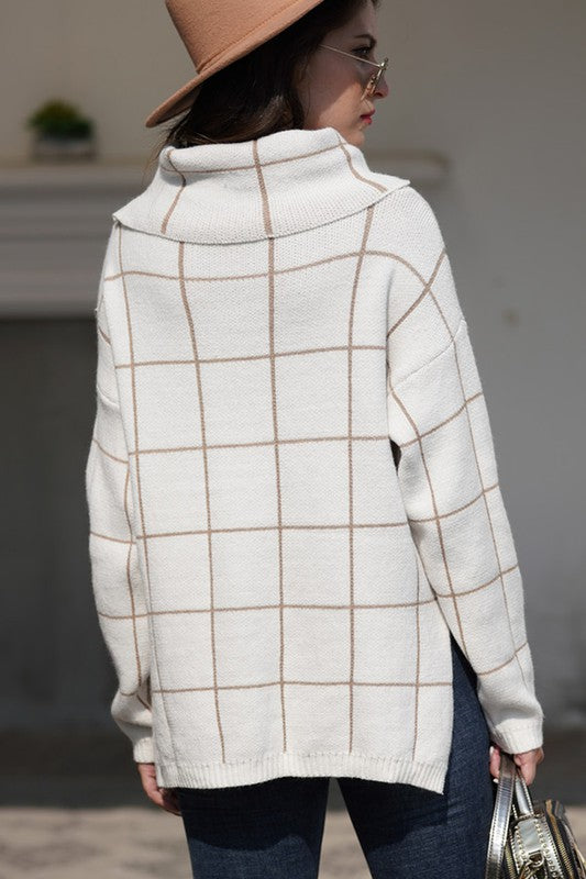 PLAID SWEATER - IVORY