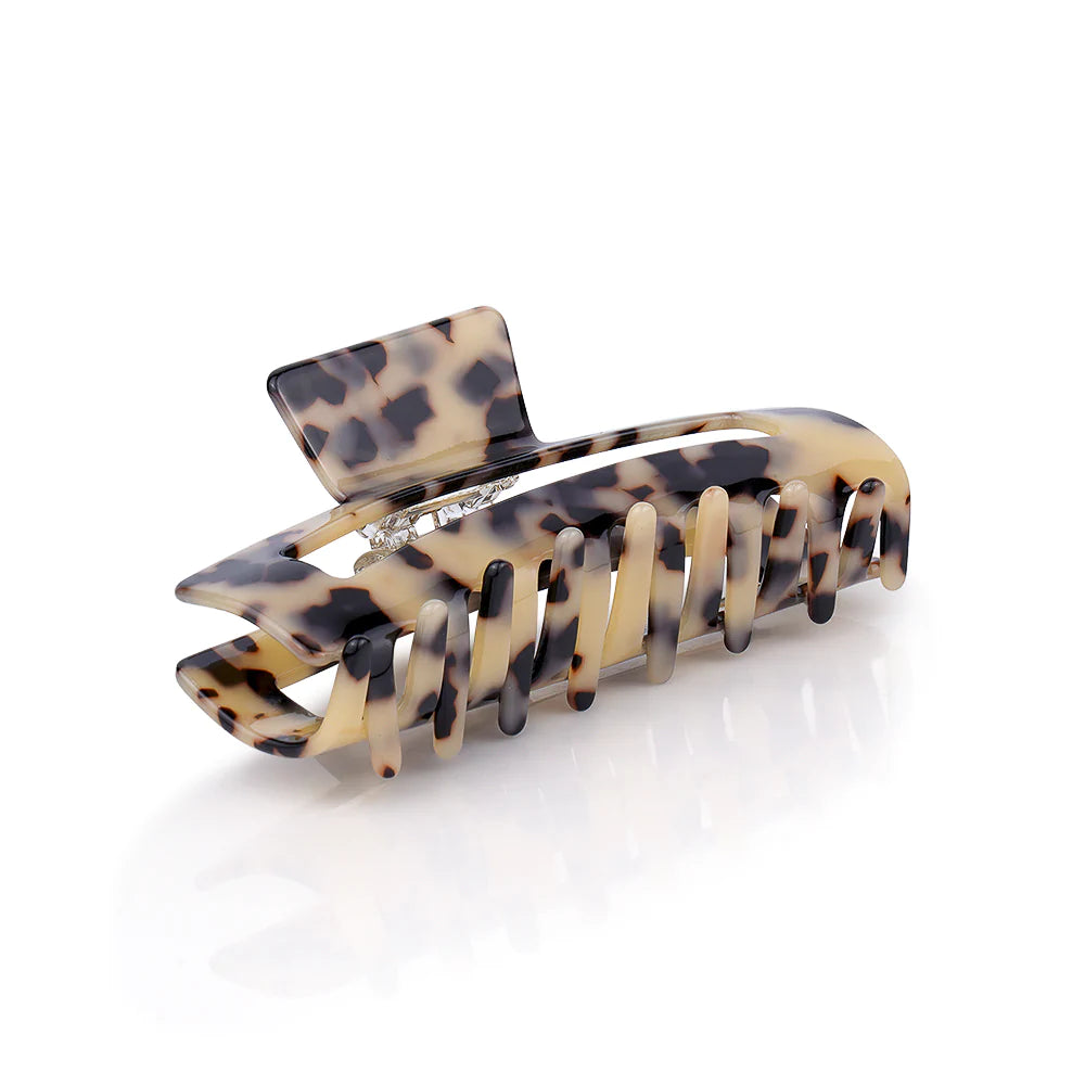LARGE CELLULOSE RECTANGLE JAW CLIP - LIGHT TORTOISE