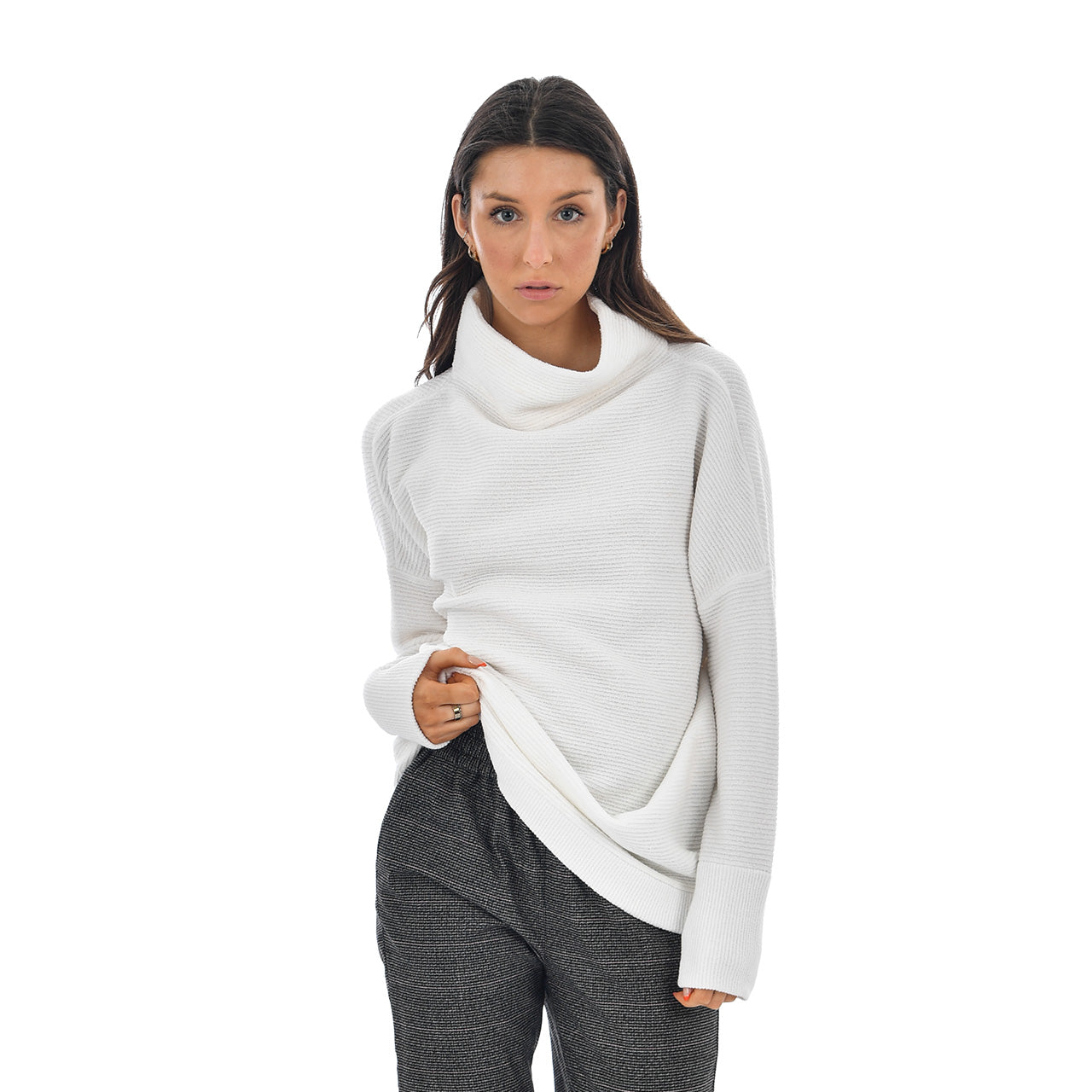 NANCY OTTOMAN MOCKNECK SWEATER - WINTER WHITE