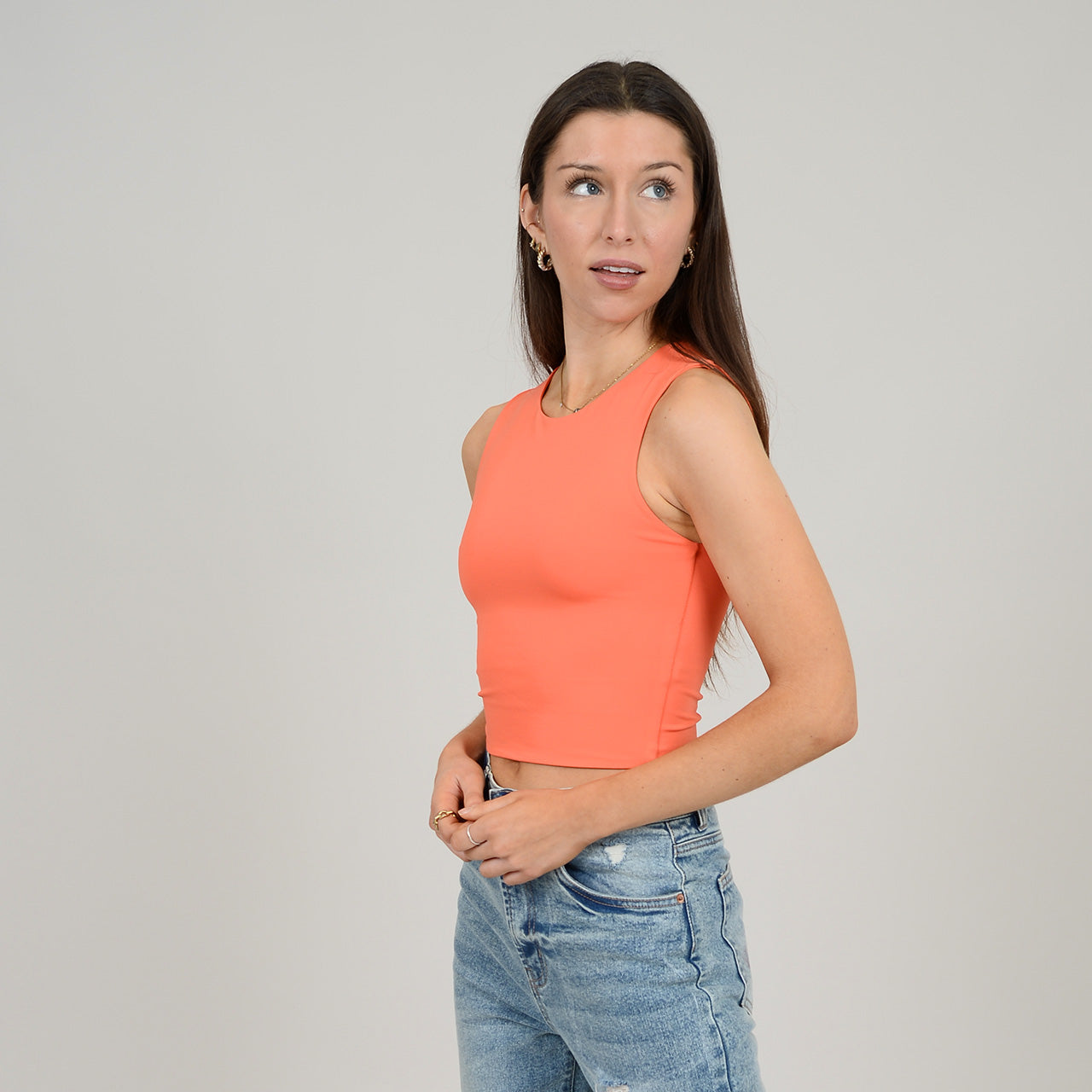 ROXANNA CREW TOP (SECOND SKIN) - POPPY