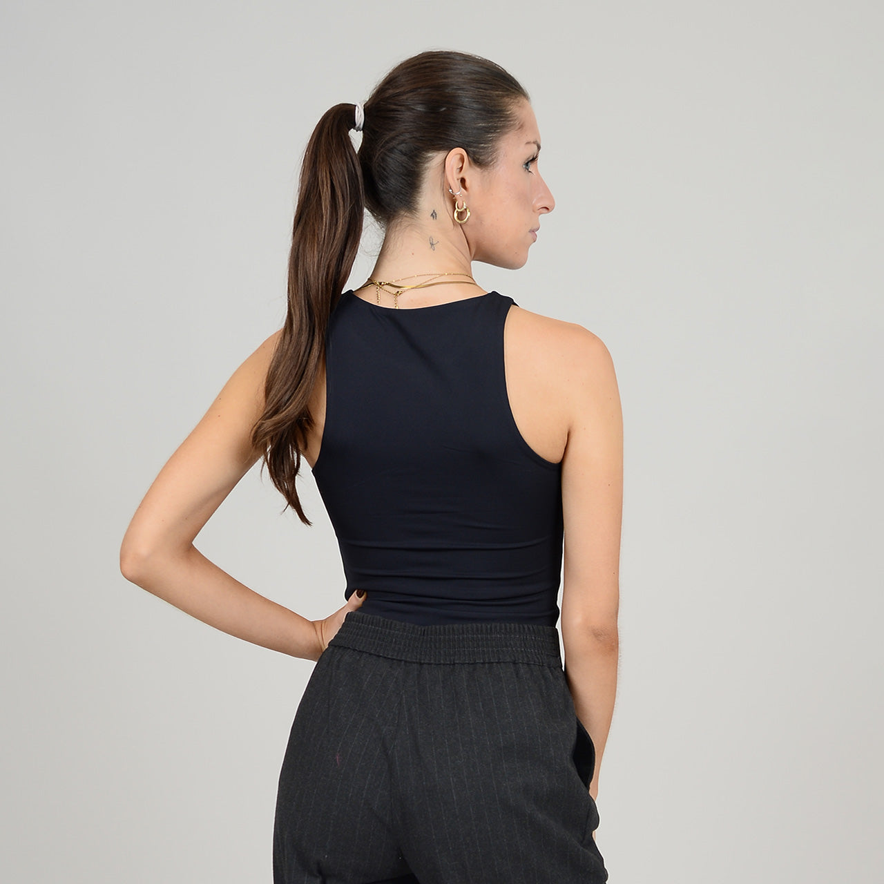 ROXANNA CREWNECK BODYSUIT (SECOND SKIN) - BLACK