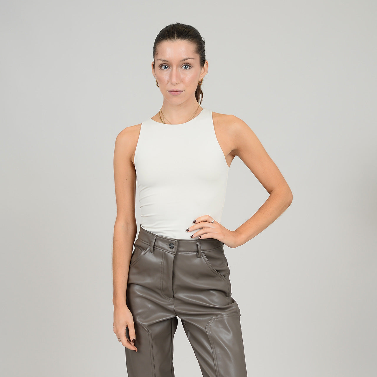 ROXANNA CREWNECK BODYSUIT (SECOND SKIN) - CHAMPAGNE