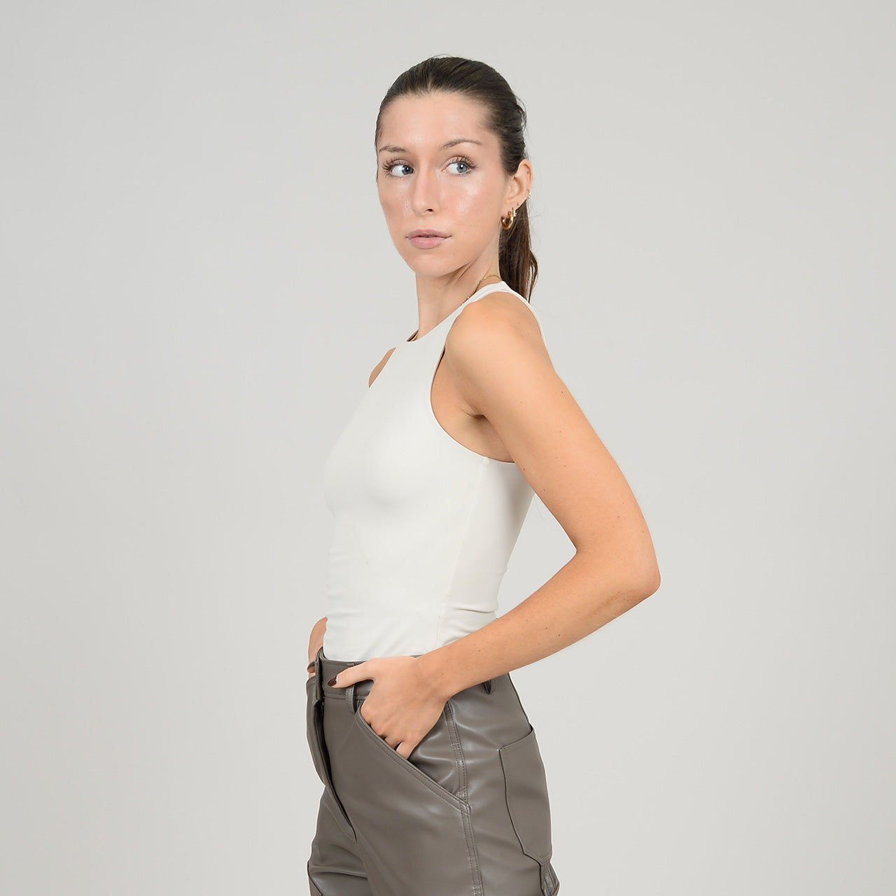ROXANNA CREWNECK BODYSUIT (SECOND SKIN) - CHAMPAGNE