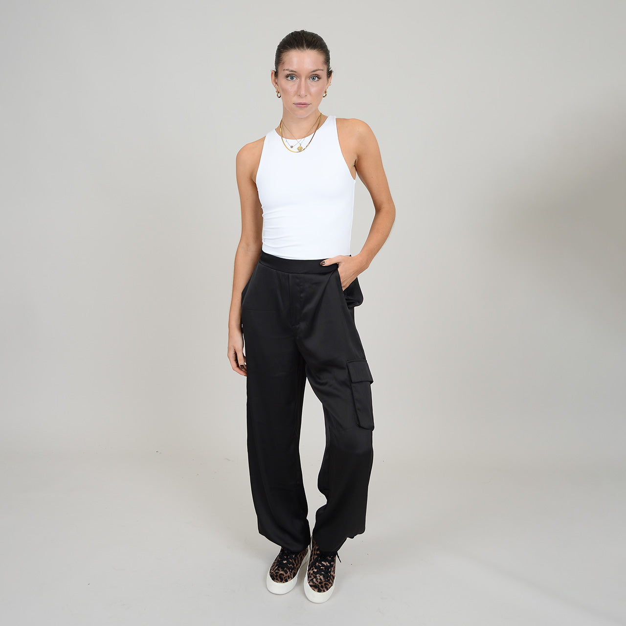 STACIA CARGO POCKET PANT - BLACK