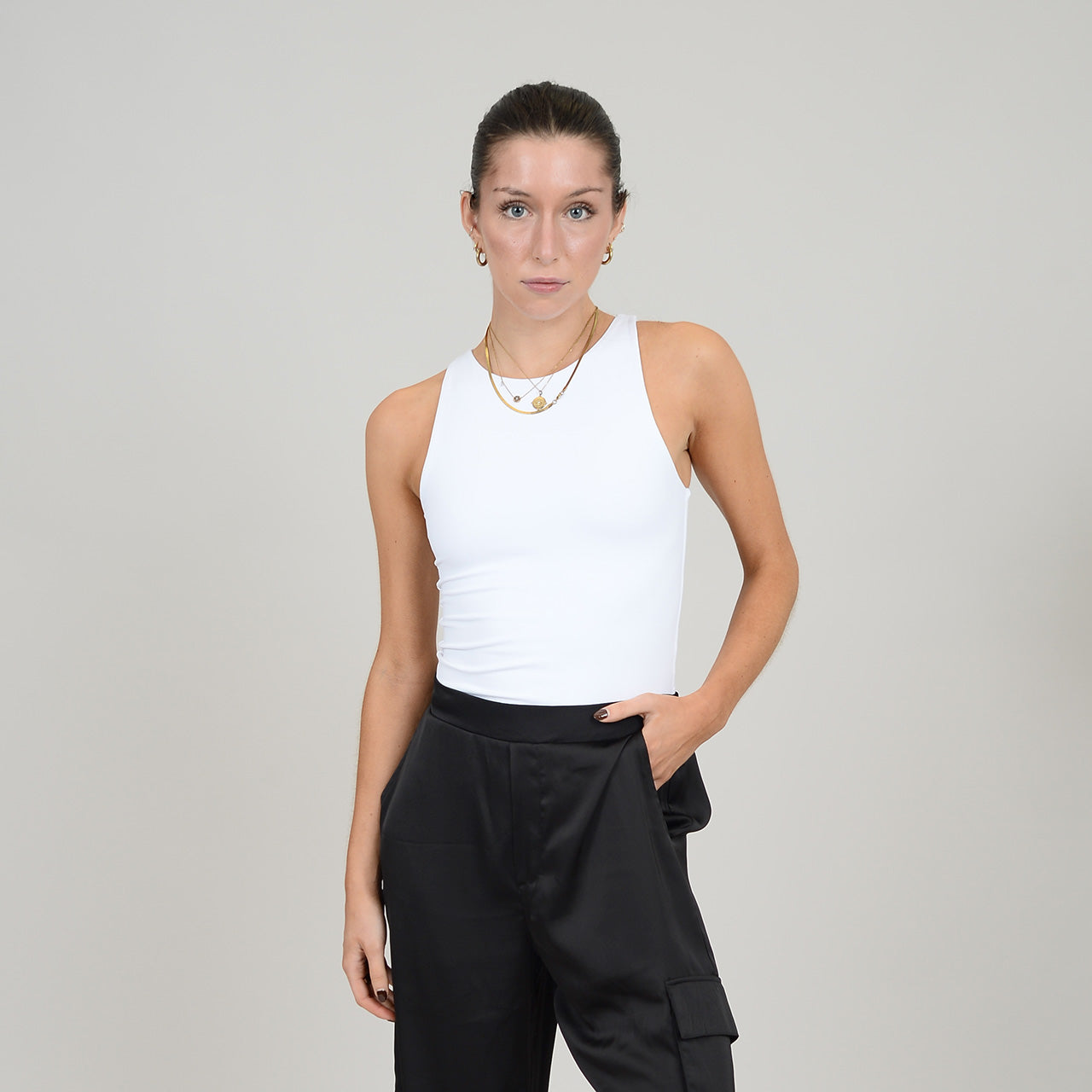 ROXANNA CREWNECK BODYSUIT (SECOND SKIN) - WHITE