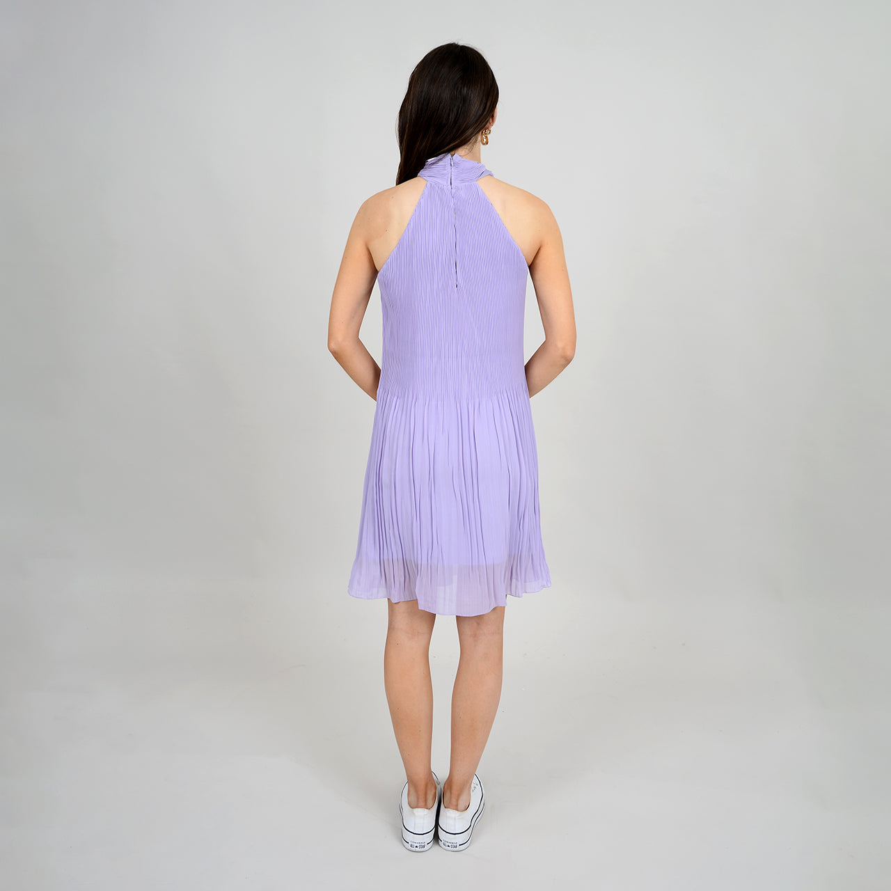 HANNIE PLEATED HALTER DRESS - LAVENDER HAZE
