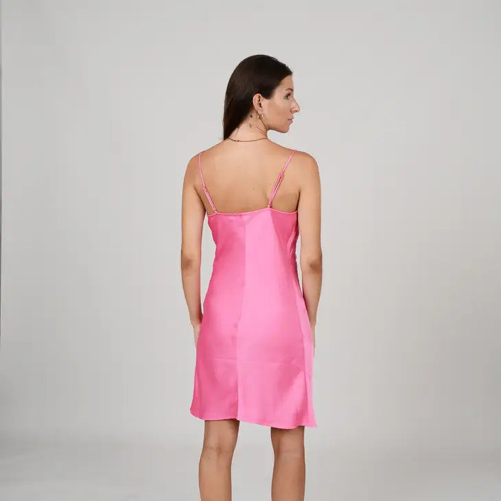 LAYLA COWL NECK DRESS - BRIGHT PINK