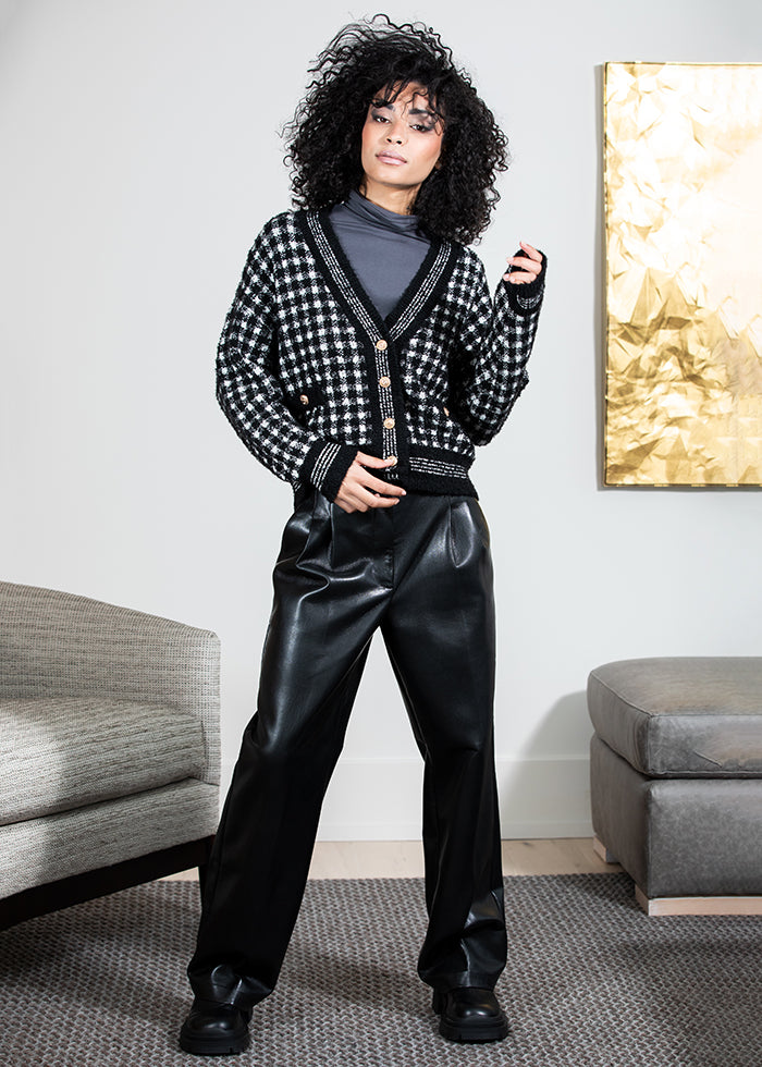 BRYNN VEGAN LEATHER TROUSER - BLACK