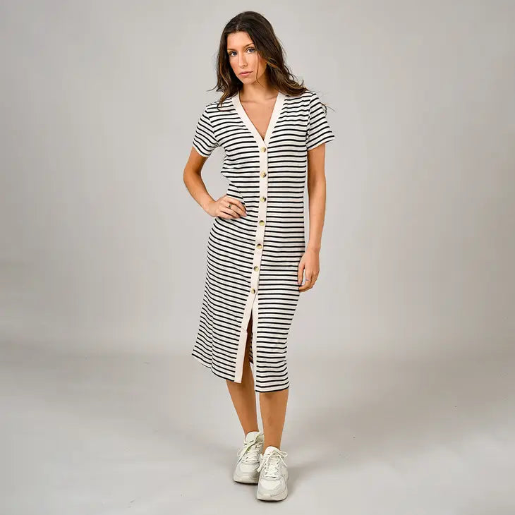 VIVIANE MIDI DRESS - BLACK STRIPE