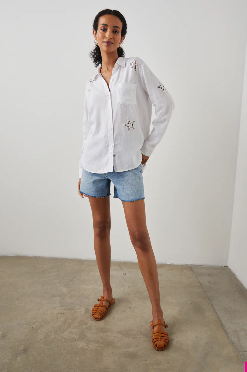 CHARLI SHIRT - WHITE EYELET STARS