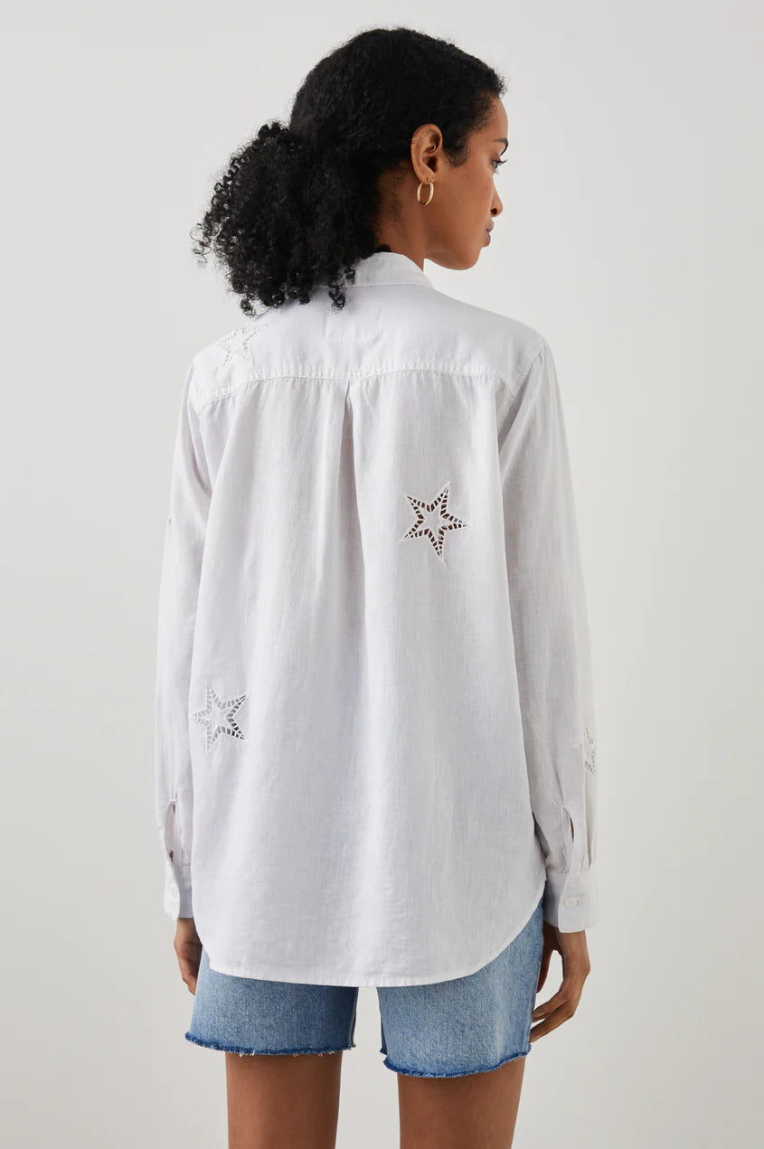 CHARLI SHIRT - WHITE EYELET STARS