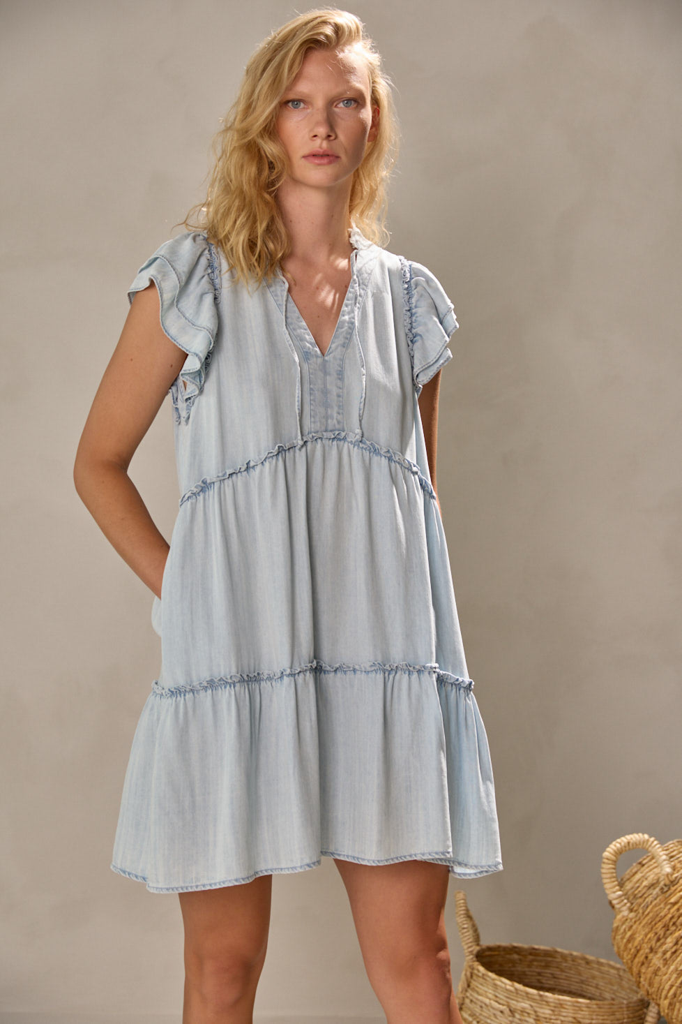 CORINA DRESS - LIGHT DENIM BLUE