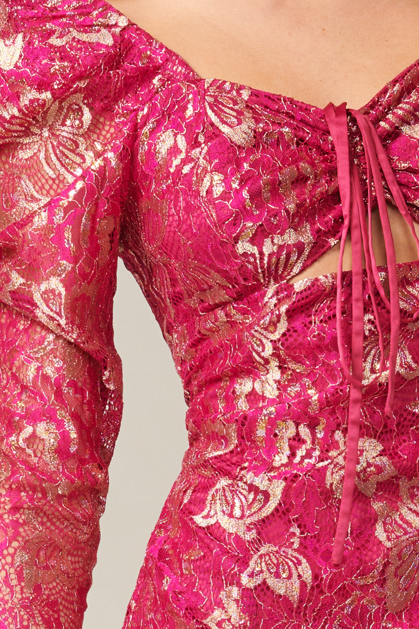 TRINA METALLIC LACE DRESS