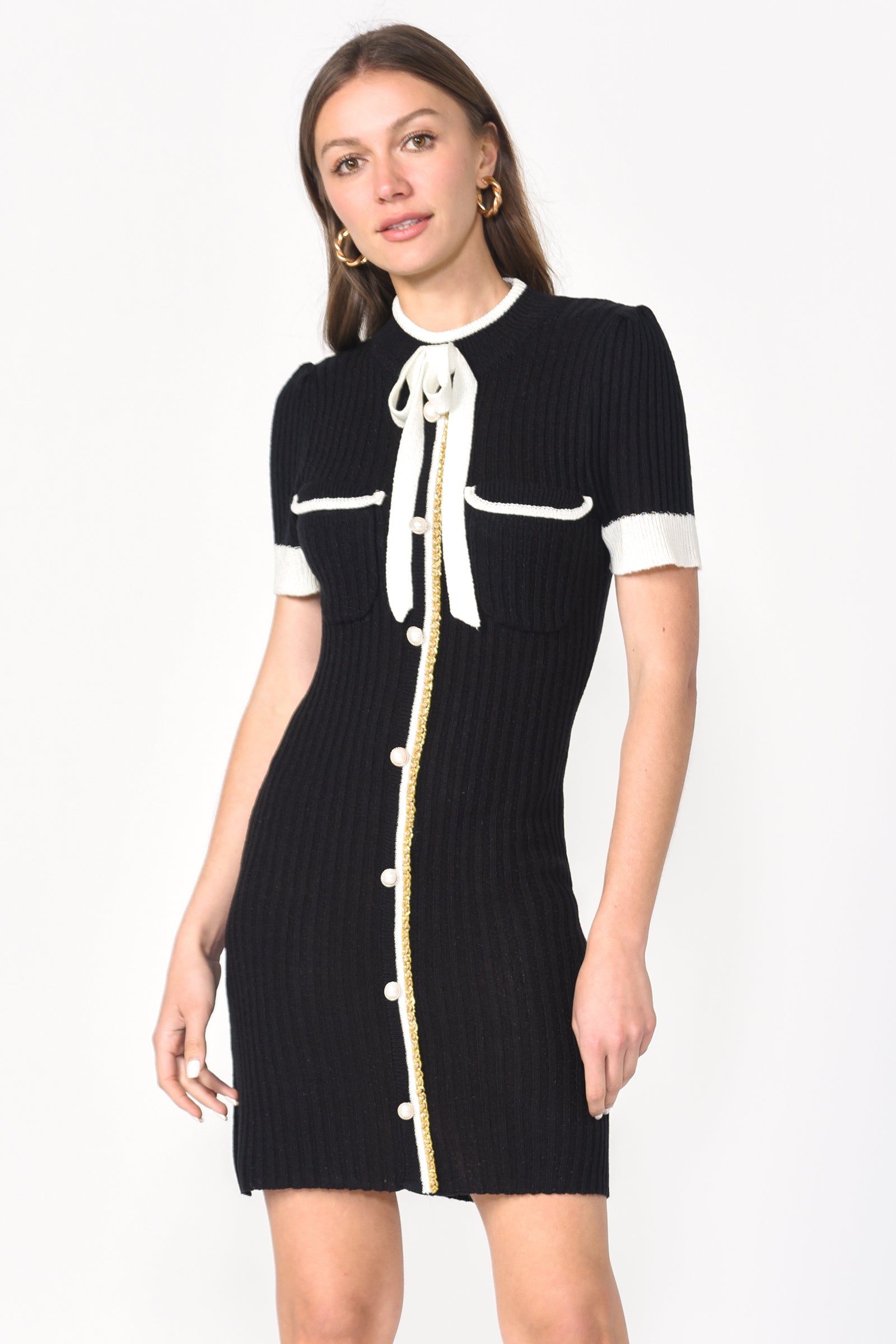 NINA BUTTON FRONT SWEATER DRESS