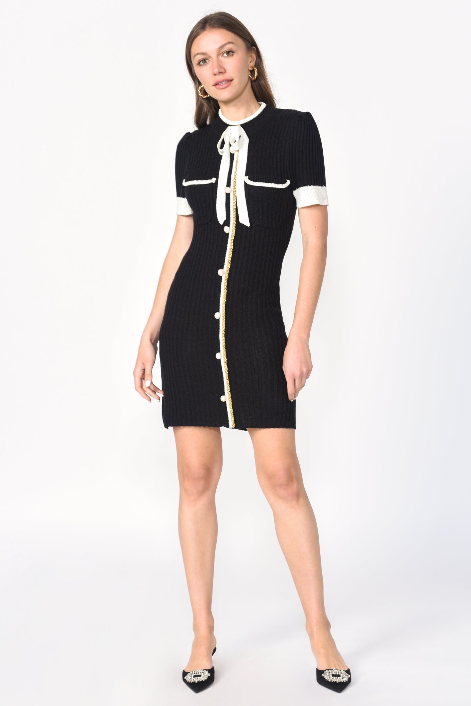 NINA BUTTON FRONT SWEATER DRESS