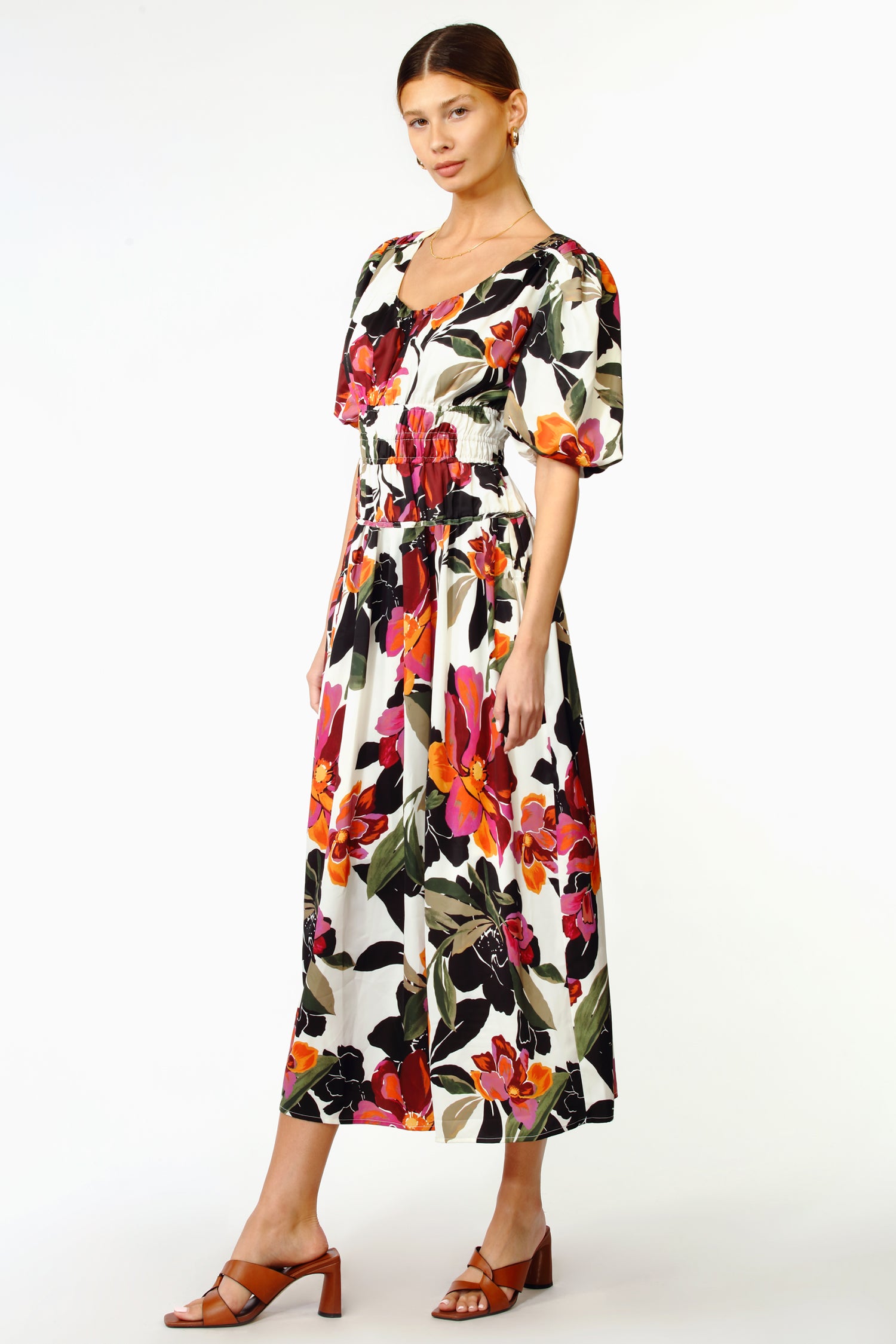 LUCIA SMOCKED MIDI DRESS