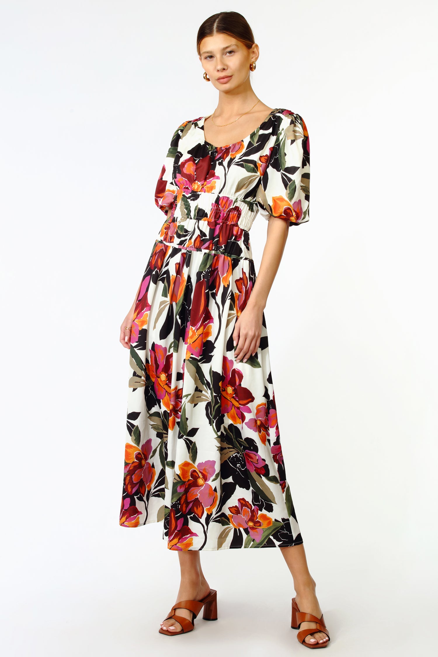 LUCIA SMOCKED MIDI DRESS