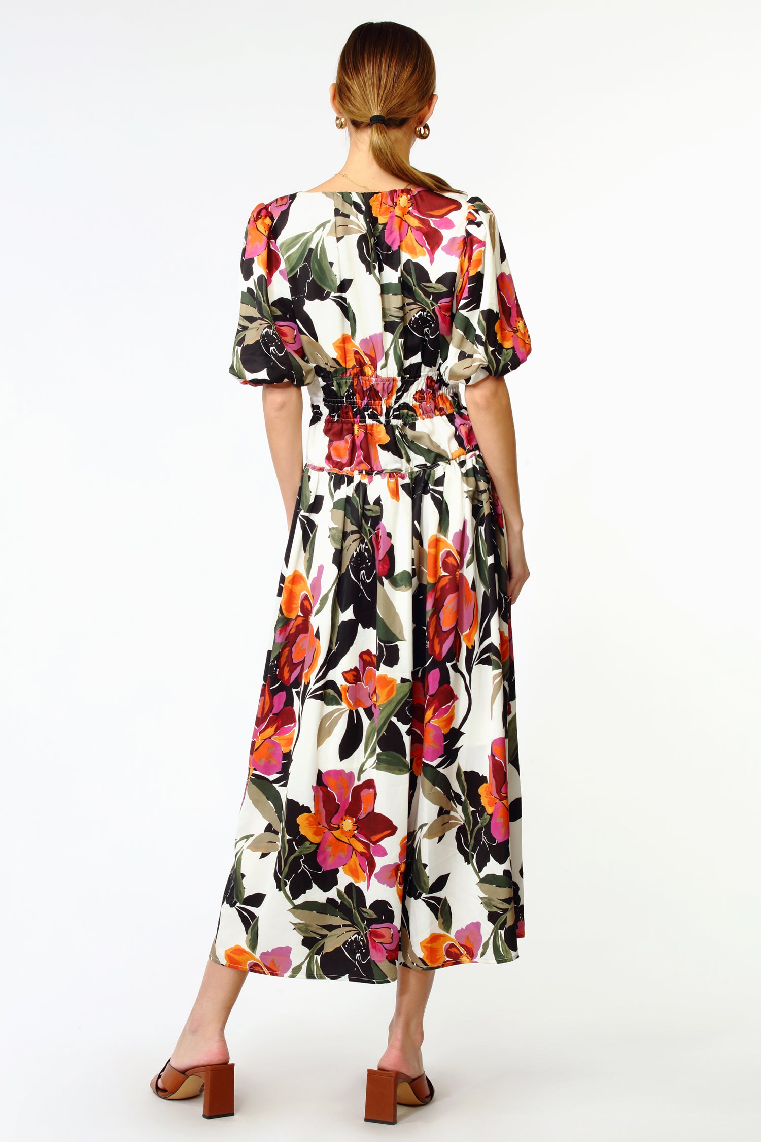 LUCIA SMOCKED MIDI DRESS