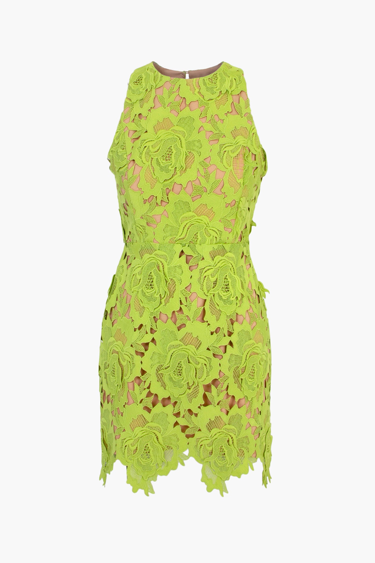 CASSIE CROCHET MINI DRESS - LIME GREEN
