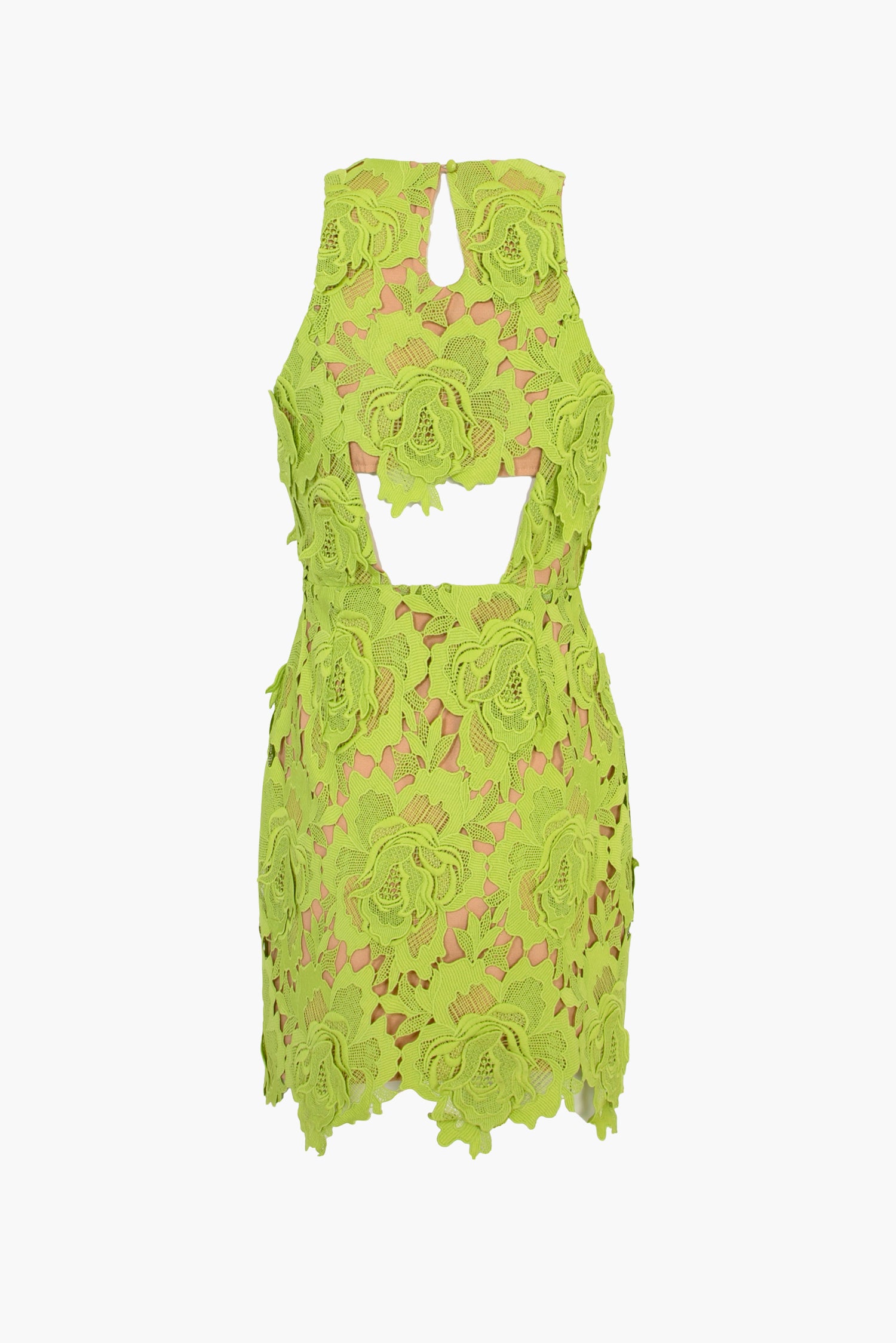 CASSIE CROCHET MINI DRESS - LIME GREEN