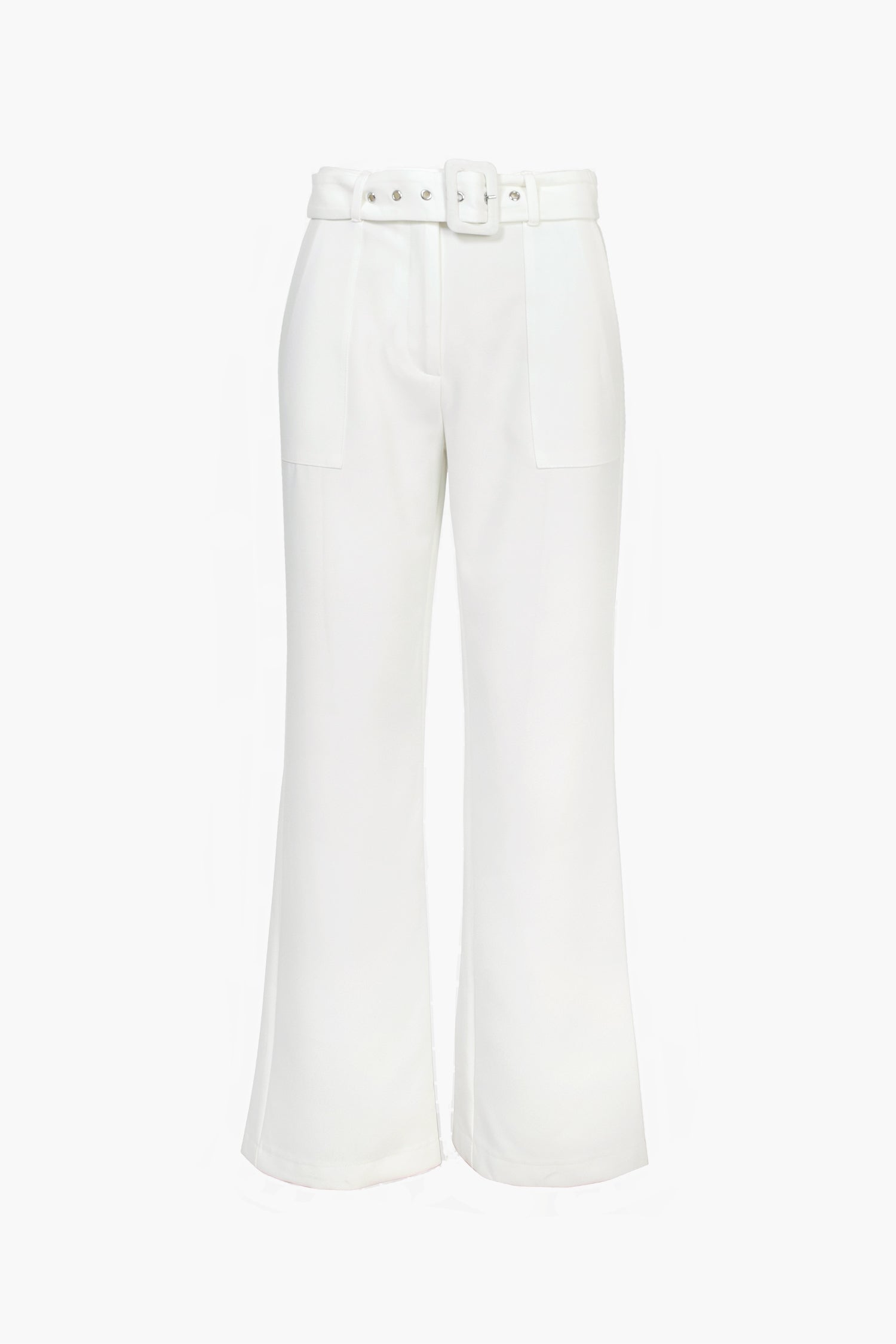 TONI HIGH RISE BELTED TROUSERS - WHITE
