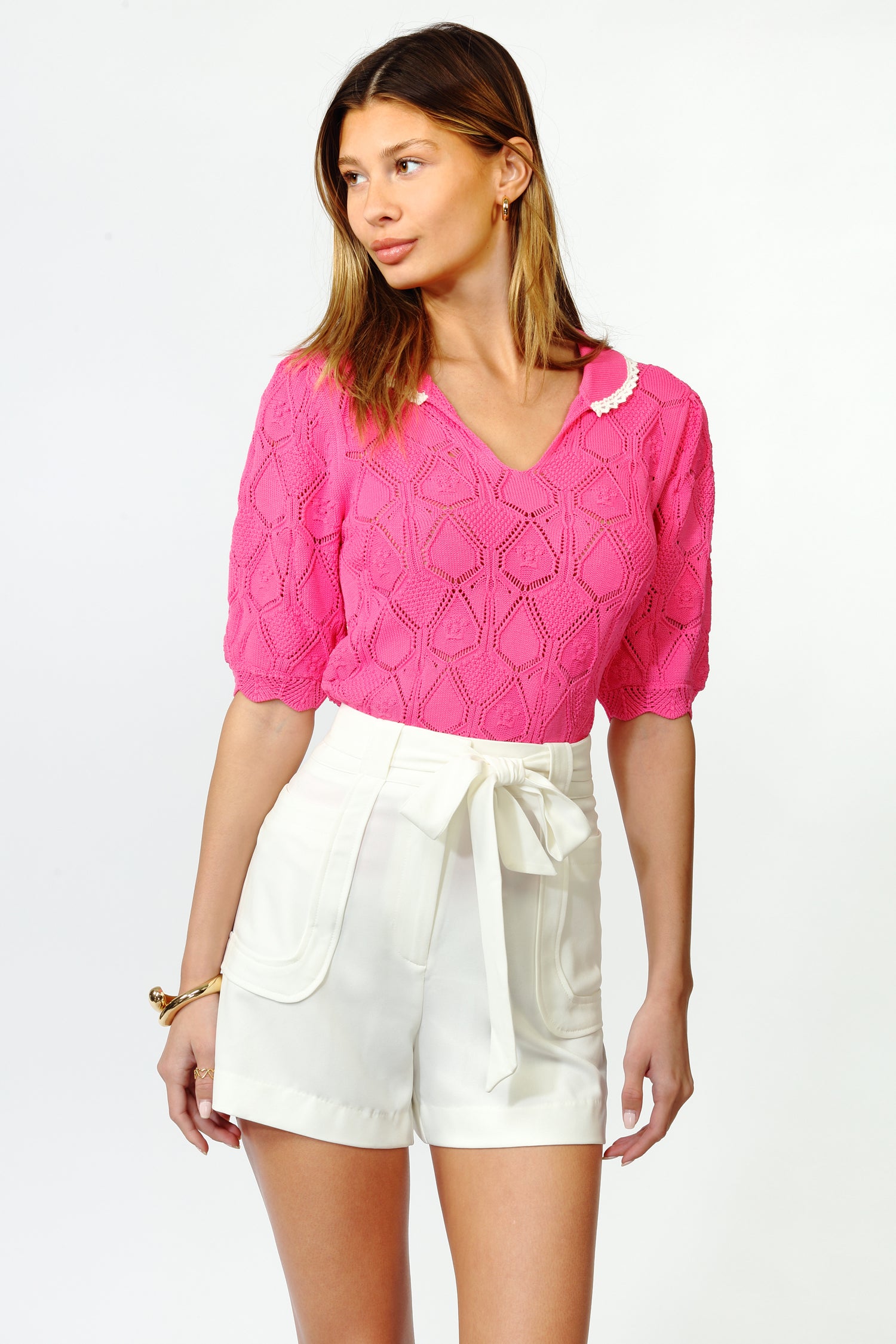 DELIA POINTELLE KNIT TOP