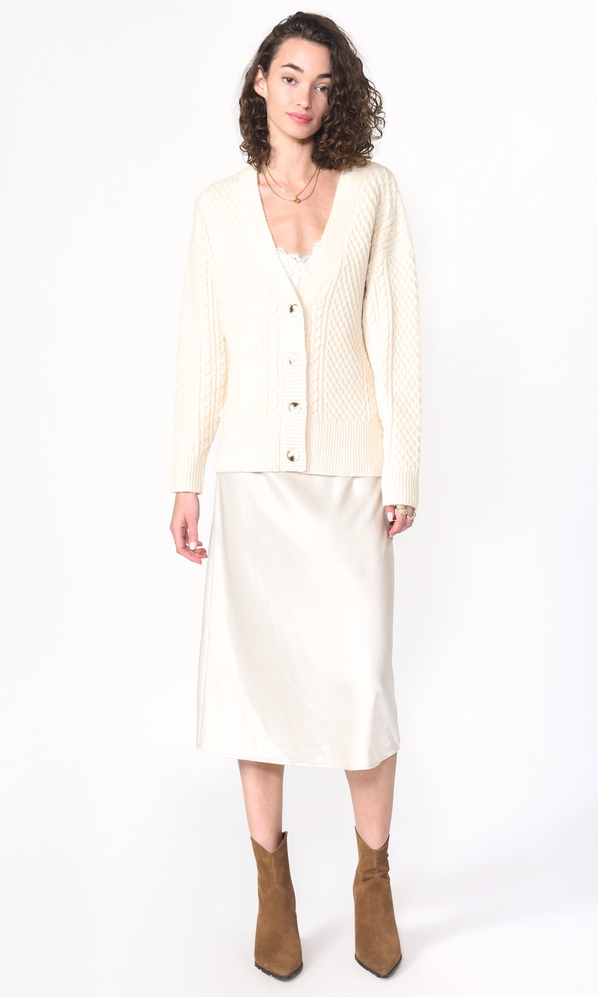 VICKIE OVERSIZED KNIT CARDIGAN - IVORY