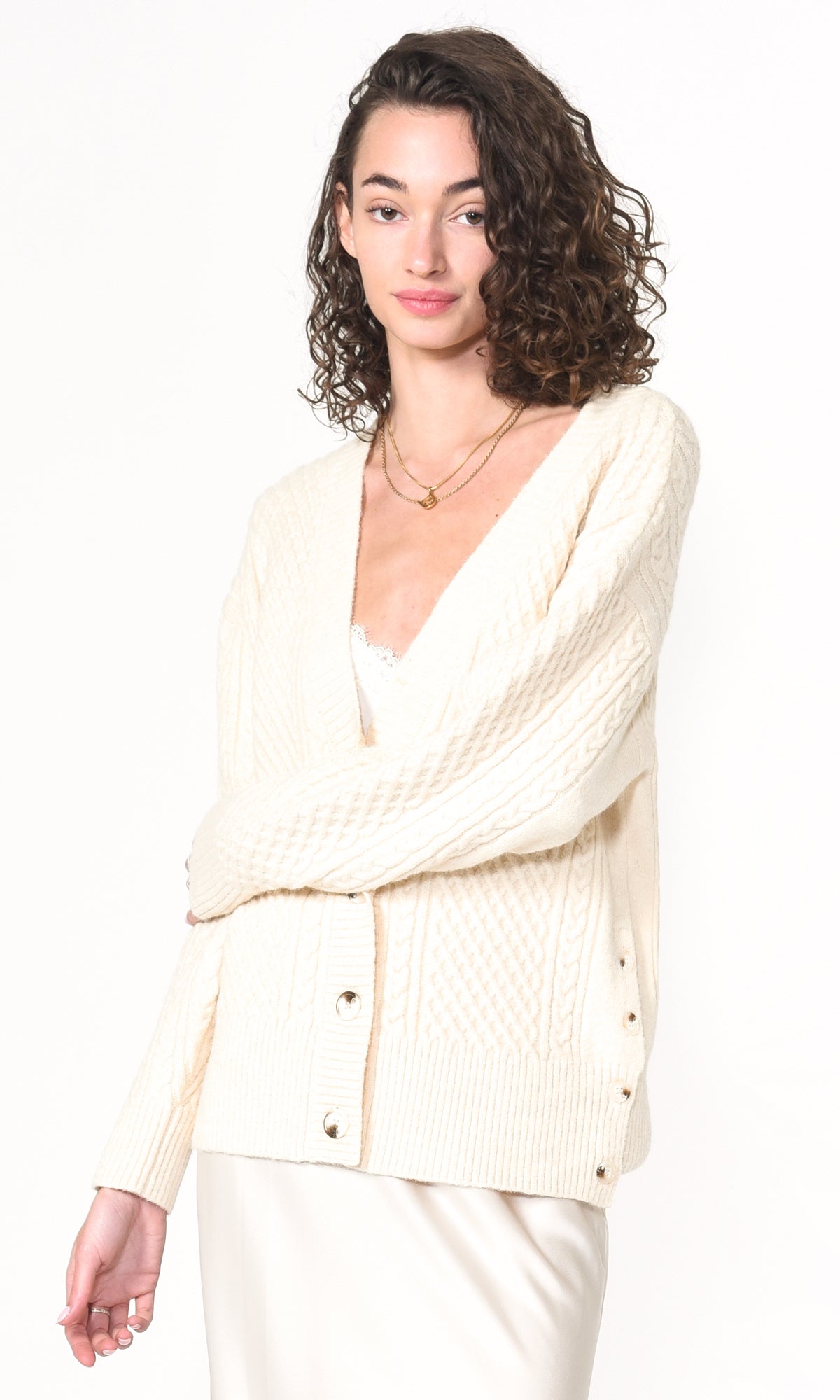VICKIE OVERSIZED KNIT CARDIGAN - IVORY