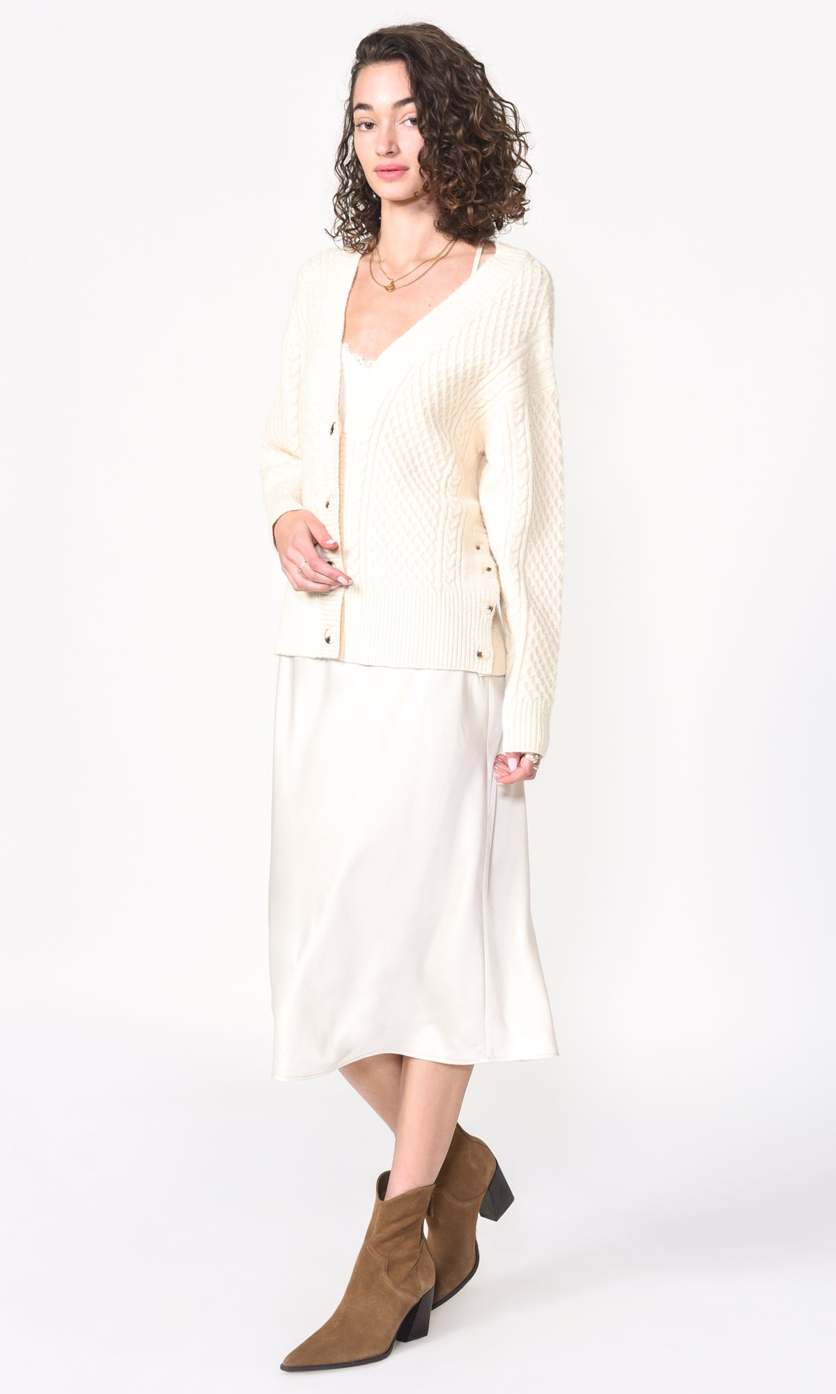 VICKIE OVERSIZED KNIT CARDIGAN - IVORY