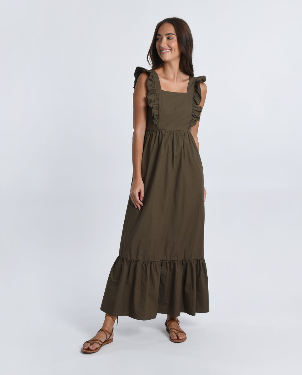 DEMI SLEEVELESS DRESS - KHAKI