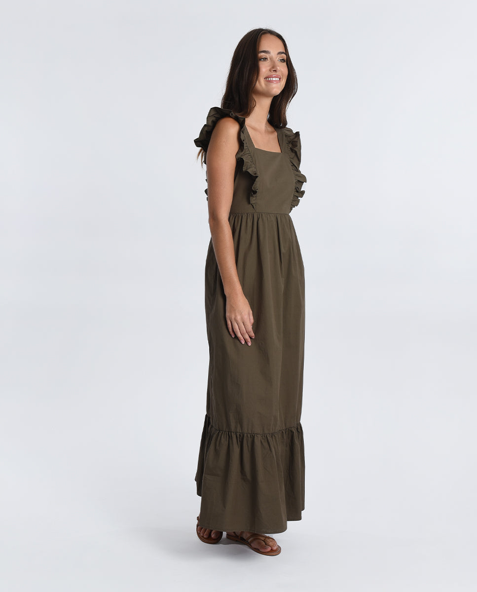 DEMI SLEEVELESS DRESS - KHAKI