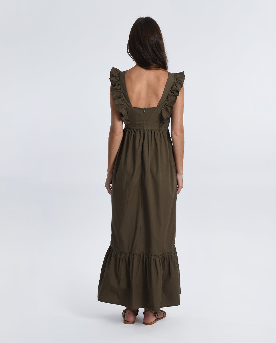 DEMI SLEEVELESS DRESS - KHAKI