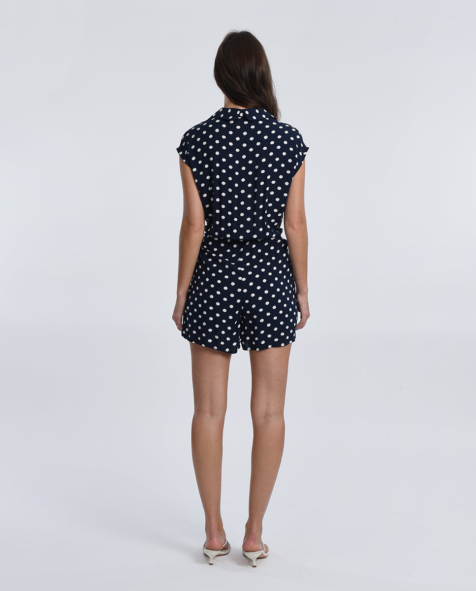 SELINA POLKA DOT ROMPER - NAVY