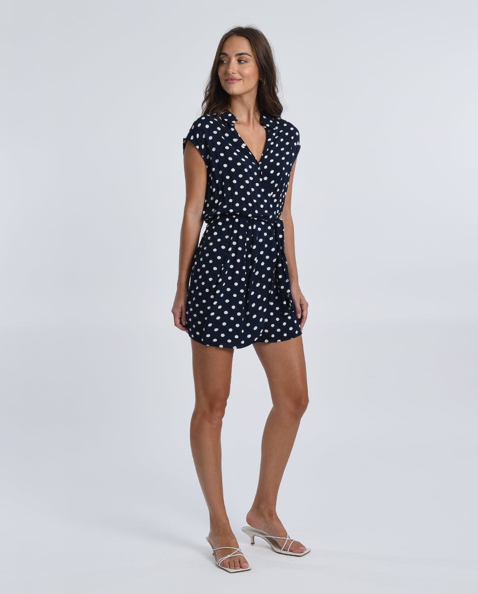 SELINA POLKA DOT ROMPER - NAVY