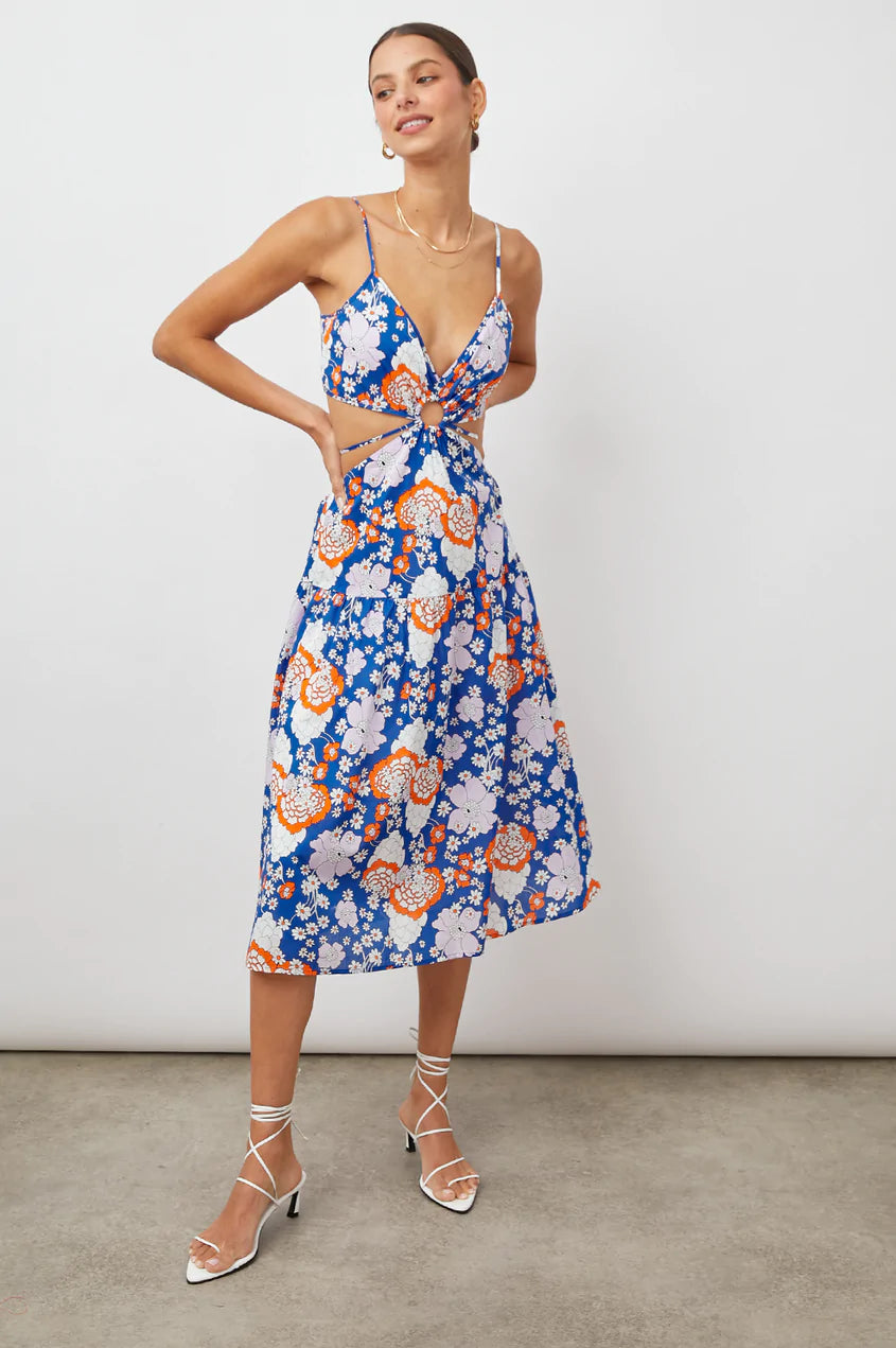 LOURDES DRESS - COBALT FLORAL