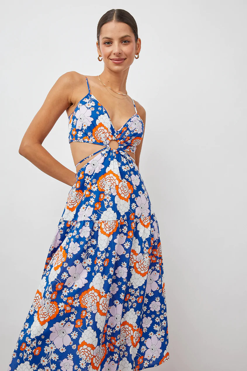 LOURDES DRESS - COBALT FLORAL