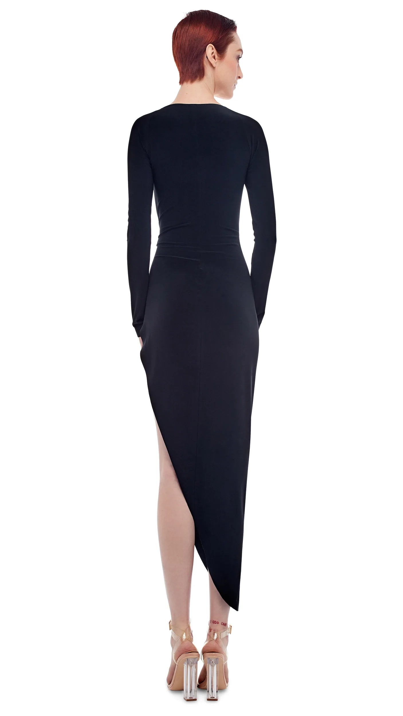 SWEETHEART SIDE DRAPE GOWN - BLACK