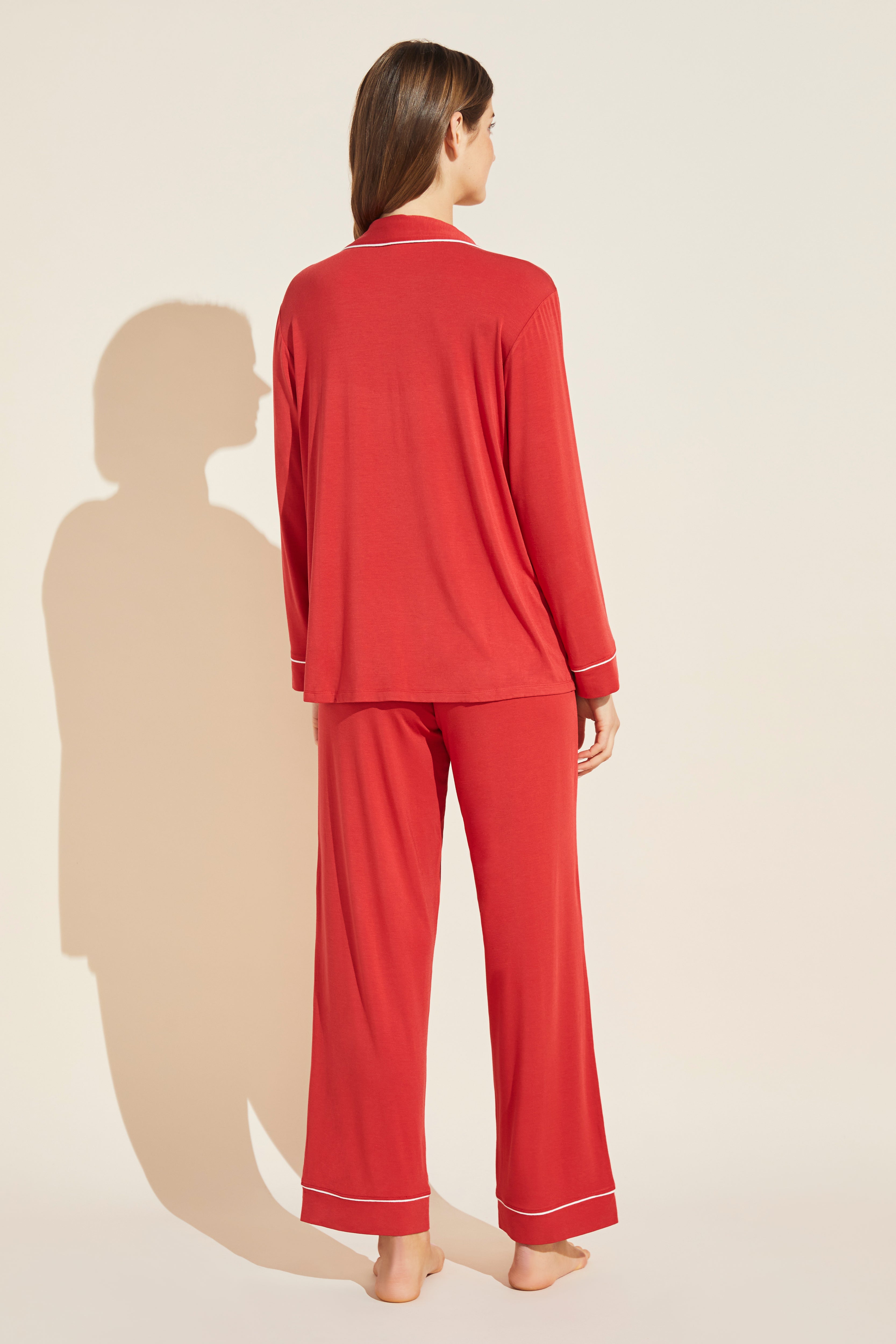 GISELE LONG PJ SET - HAUTE RED/IVORY