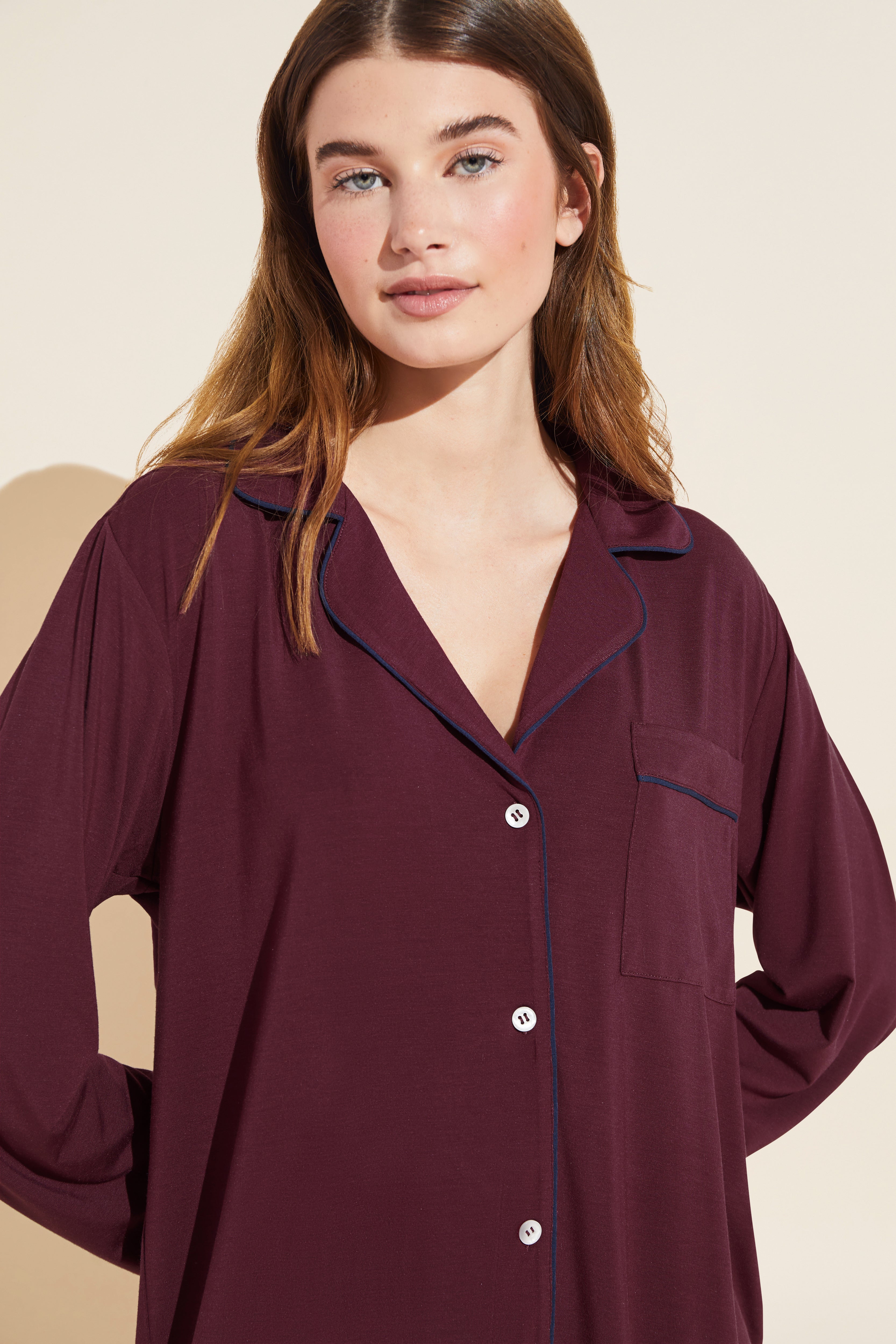 GISELE LONG PJ SET - MULBERRY/NAVY