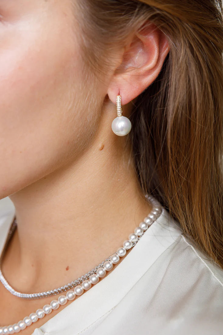 PEARL PAVE CRYSTAL EARRINGS