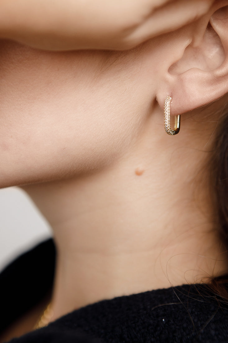 RECTANGULAR SMALL PAVE HOOPS